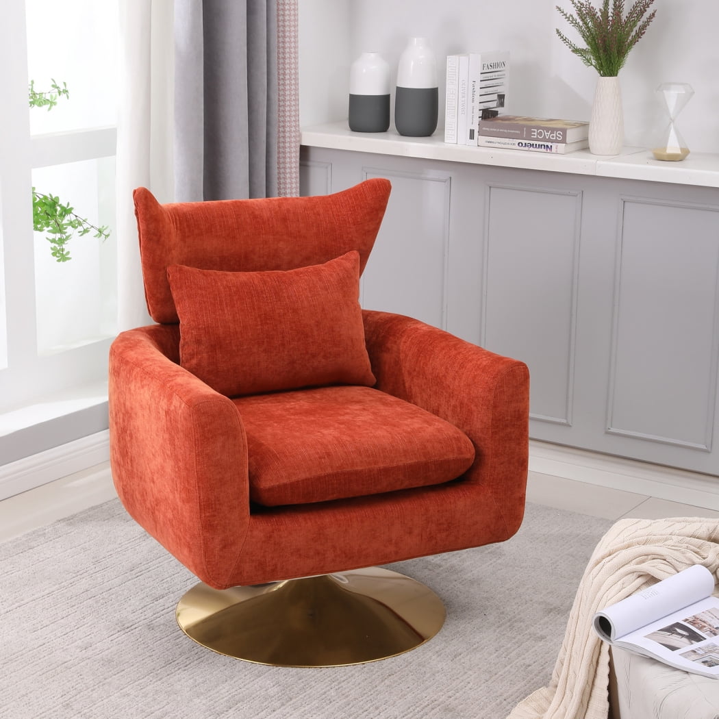 Swivel Accent Chair with Lumbar Pillow, 360° Swivel Reading Chair