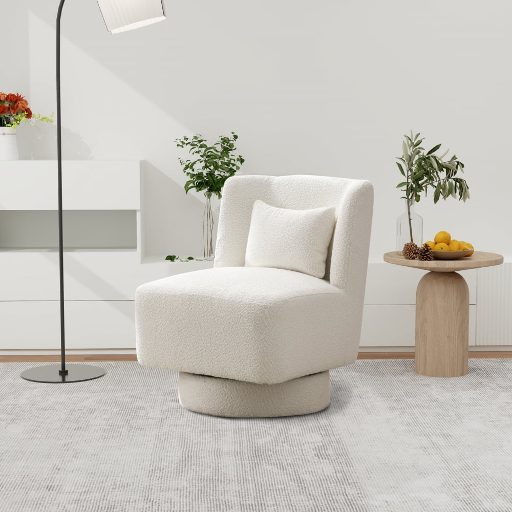 Swivel Accent Chair, Modern Boucle Upholstered Lounge Leisure