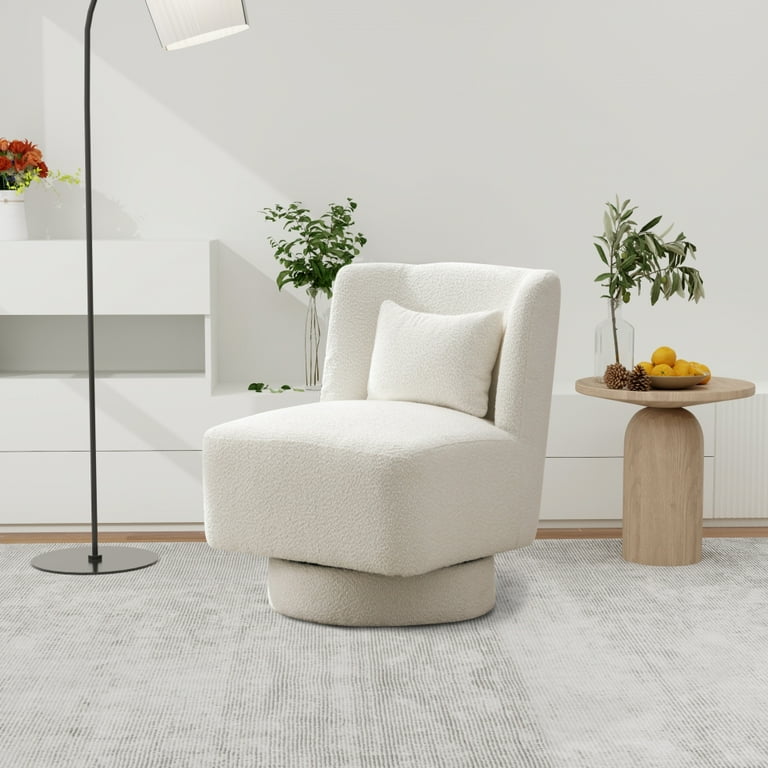 Swivel Accent Chair, Modern Boucle Upholstered Lounge Leisure