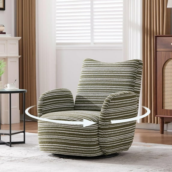 Swivel Accent Chair,Modern Fabric Accent Armchair with 360° Metal Base,29" Small Swivel Barrel Chair for Living Room Bedroom Club