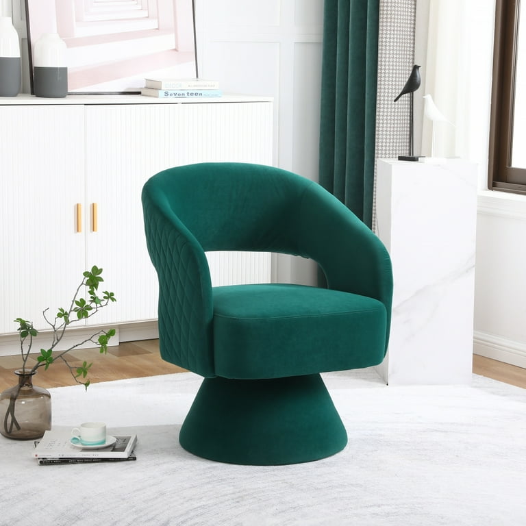 Swivel Accent Chair, Modern Round Barrel Armchair with High