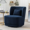 thumbnail image 1 of Swivel Accent Chair, Modern Teddy Fabric Upholstered 360° Swivel Barrel Chair Leisure Chair, Comfy Single Sofa Chair with Pillow, Reading Chair for Living Room Bedroom Office Lounge, Blue, 1 of 9