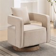 thumbnail image 1 of Swivel Accent Chair, Modern Upholstered Lounge Chair Armchair with 360 Degree Swiveling Weathered Base, Leisure Club Chair Comfy Single Sofa Chair for Nursery Bedroom Living Room Office, Beige, 1 of 7