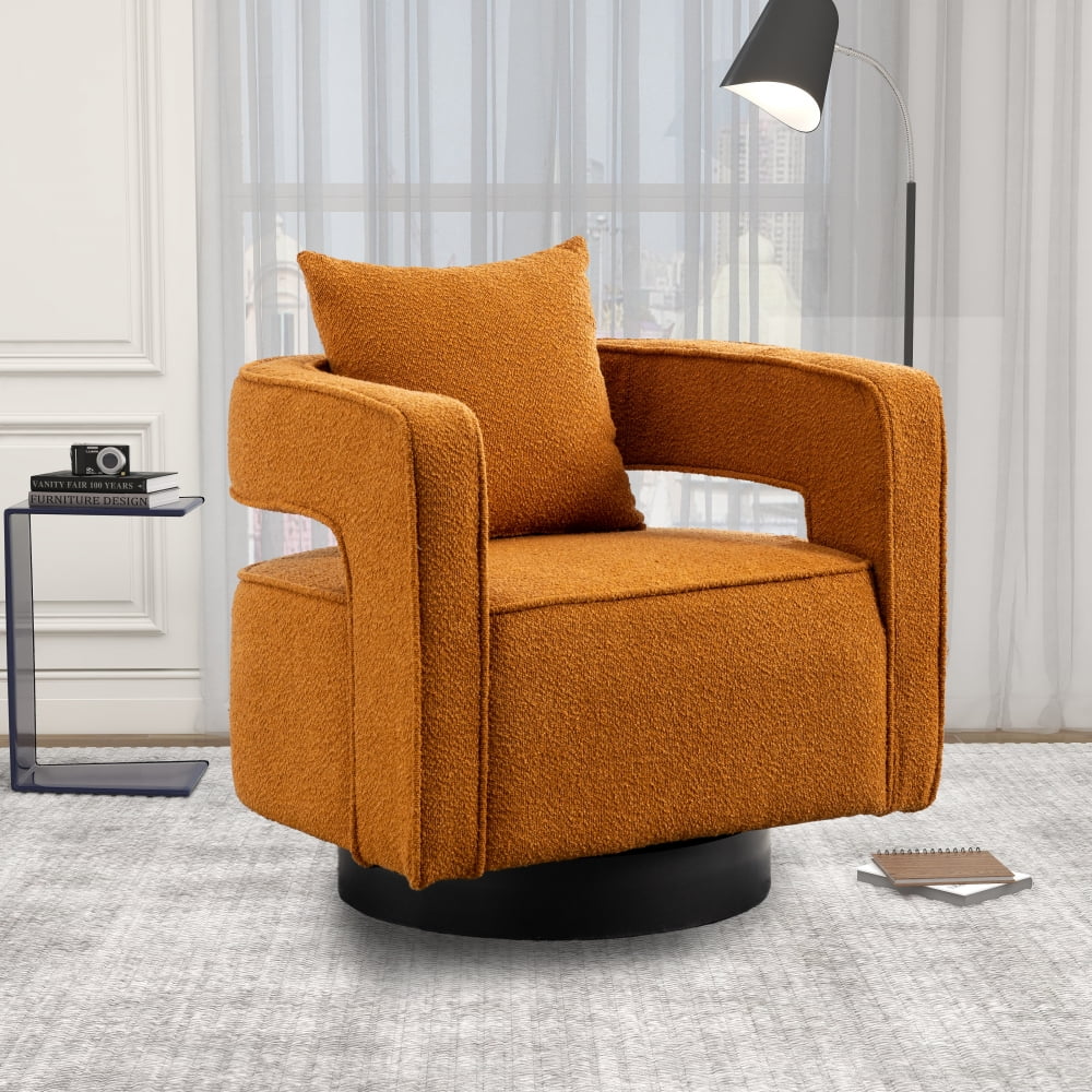 Swivel Accent Chair, Open Back Chair Modern Comfy Sofa Chair with Black ...