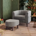 thumbnail image 1 of Swivel Accent Chair with Ottoman, 360 Degree Modern Vanity Chairs - Swivel Barrel Chair with Curve Back And Soft Cushion, Comfy Armchair Single Sofa with Shoe Ottoman for Living Room Bedroom (Grey), 1 of 9