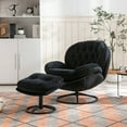 thumbnail image 1 of Velvet Swivel Chair with Ottoman, Accent Chair TV Chair with Metal Frame for Living Room Bedroom,Black, 1 of 9