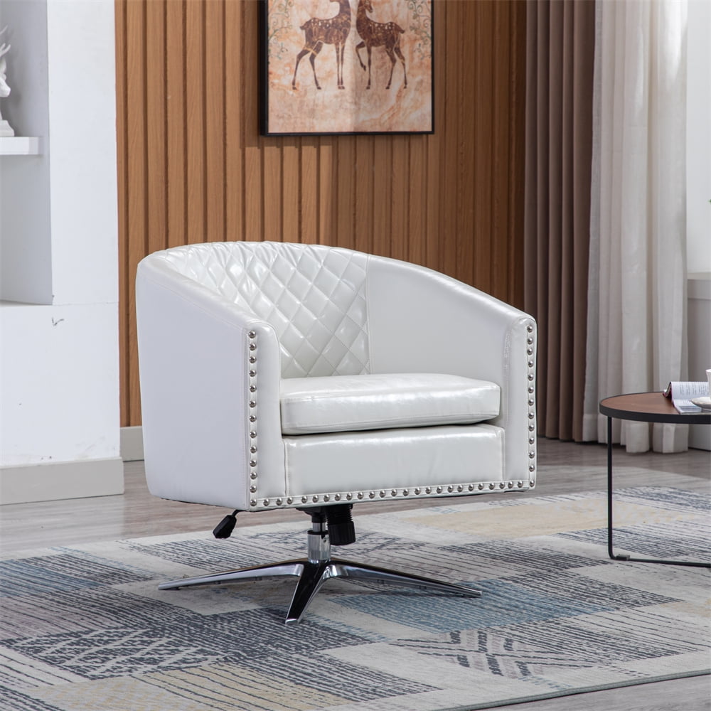 Swivel Accent Chair PU Leather Barrel Chair Single Sofa Chair