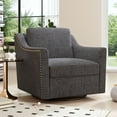 thumbnail image 1 of Swivel Accent Chair, Paproos Linen Upholstered Armchair, 31’’Wide 360 Degree Swivel Barrel Chair with Cushions & Nailhead Trim, Comfy Reading Chair Club Sofa Chair for Living Room Bedroom， Dark Gray, 1 of 8
