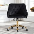 thumbnail image 1 of Swivel Accent Chair, SYNGAR Modern Velvet Fabric Vanity Chair, Comfy Upholstered Leisure Arm Chair W/ Soft Backrest, Home Height Adjustable Office Chair for Bedroom, Living Room, Black, D4362, 1 of 9