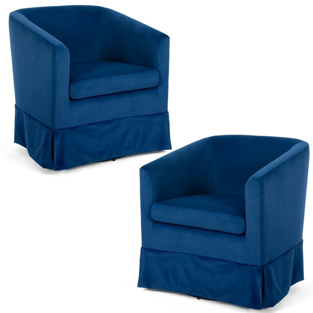 Swivel Accent Chair Set of 2,Round Barrel Chairs in Performance Velvet