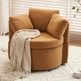 thumbnail image 1 of Swivel Accent Chair with Storage, Teddy Barrel Chair with Under Seat Storage and Metal Base, Single Sofa Chair for Living Room, 250LBS Weight Capacity, Khaki, 1 of 9