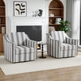 thumbnail image 1 of Swivel Accent Chair, Swivel Barrel Chair, Upholstered Comfy 360 Degree Swivel Club Chair for Living Room/Bedroom/Waiting Room/Office(Linen Stripe Gray, Set of 2), 1 of 6