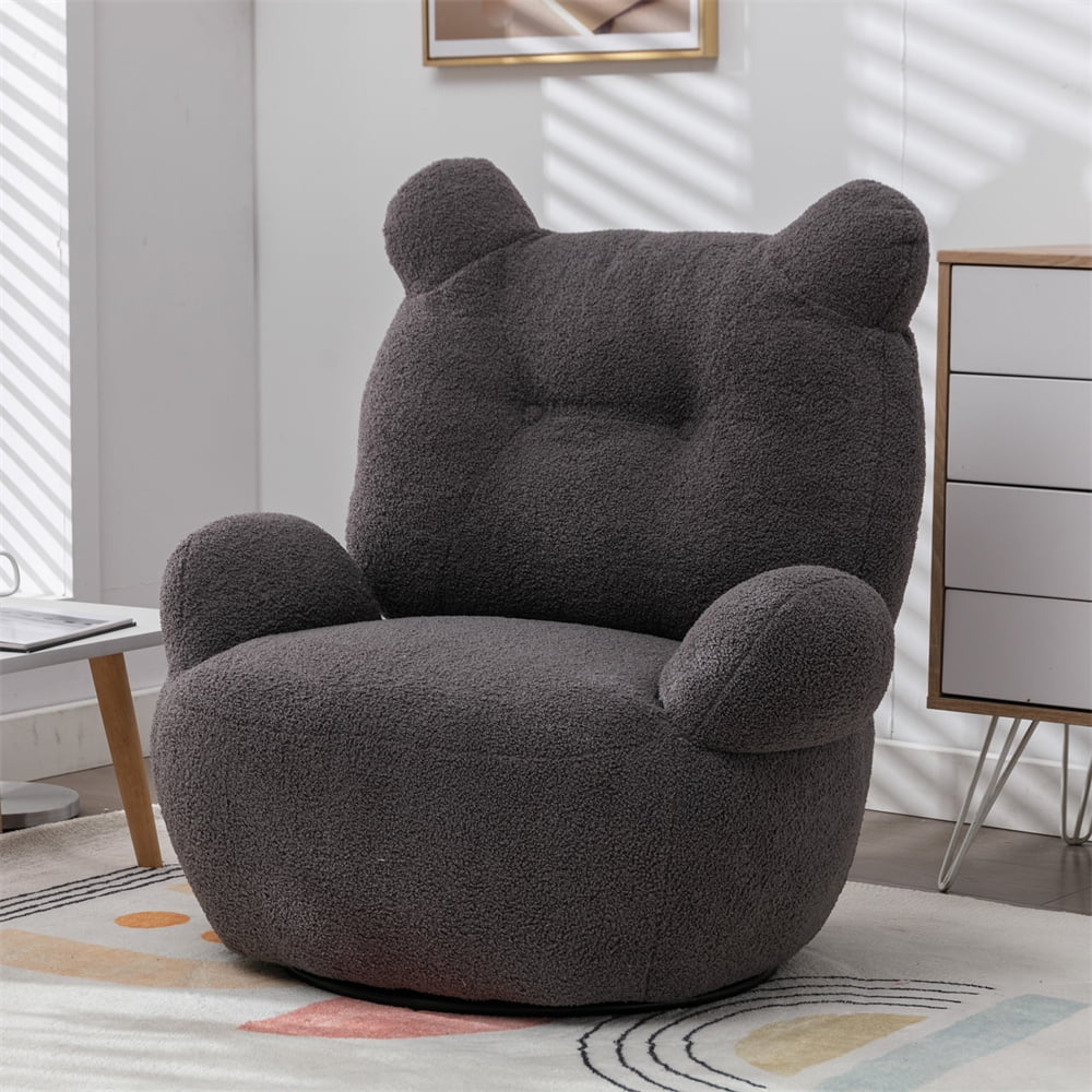 Swivel Accent Chair, Teddy Short Plush Particle Velvet Armchair, 360 ...