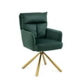 thumbnail image 1 of Swivel Accent Chair, Upholstered Armchair with Metal Legs and High Backrest, Modern Swiveling Chair with Square Armrest and Thicken Seat Cushion for Home Office (Green,Velvet), 1 of 6