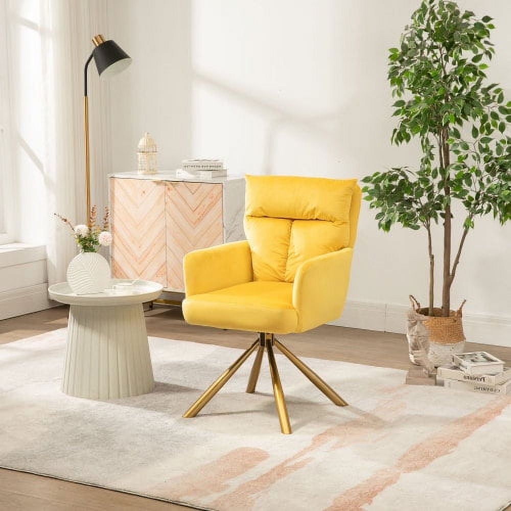 Swivel Accent Chair Upholstered High Back Sofa Chair with Padded Seat Cushion Modern Makeup Vanity Chair Desk Chair with Gold Metal Legs for Home