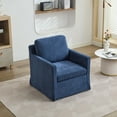 thumbnail image 1 of Swivel Accent Chair, Upholstered Skirted Swivel Chair with Removable Back Cushion,33 Inches Wide Comfy Arm Chair Modern Sofa Living Room Chair for Bedroom, Corner(Navy), 1 of 8