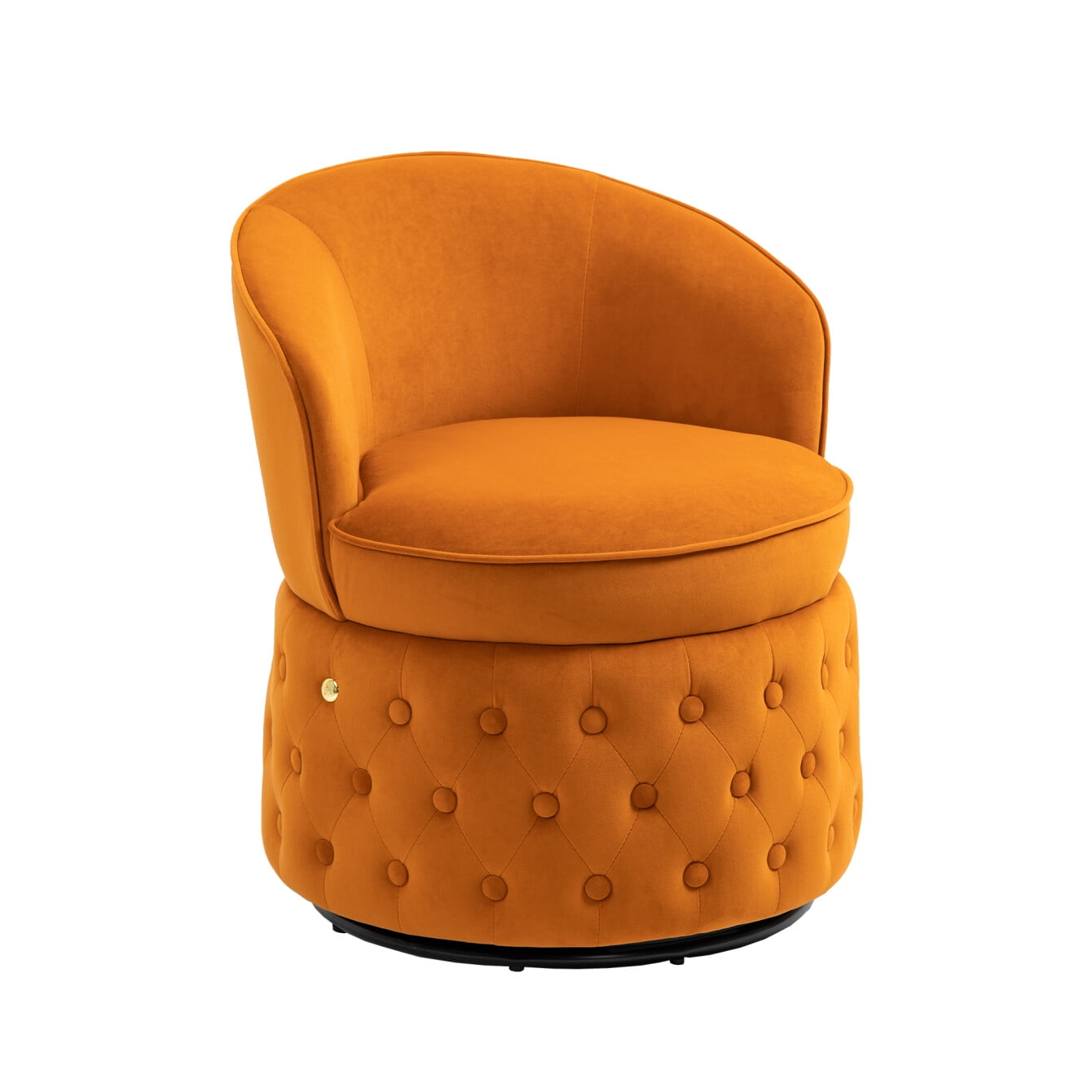 Swivel Accent Chair, Velvet Swivel Barrel Chair with Metal Base and