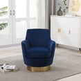 thumbnail image 1 of Swivel Accent Chair, Velvet Barrel Chair with Round Golden Base and Ergonomic Backrest, Comfy Armchair for Living Room Bedroom Apartment, Navy, 1 of 9