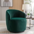 thumbnail image 1 of Swivel Accent Chair, Velvet Fabric Swivel Accent Chair Armchair, Lounge Chair Barrel Chair with Black Metal Base, Single Sofa Chair with 360° Swivel, Reading Chair for Living Room, Bedroom, Green, 1 of 7