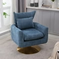 thumbnail image 1 of Swivel Accent Sofa Chair with Lumbar Pillow, 360° Metal Base Linen Fabric Upholstered Modern Barrel Single Comfy Armchair Couch for Living Room Bedroom Reading Lounge Corner, Blue, 1 of 7