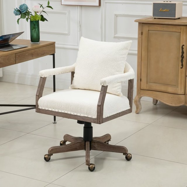 Swivel Adjustable Office Desk Chair with Wheels, Mid Century Modern