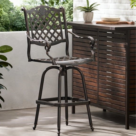 Swivel Aluminum Bar Stool in Traditional Style / Perfect for Outdoor Gatherings