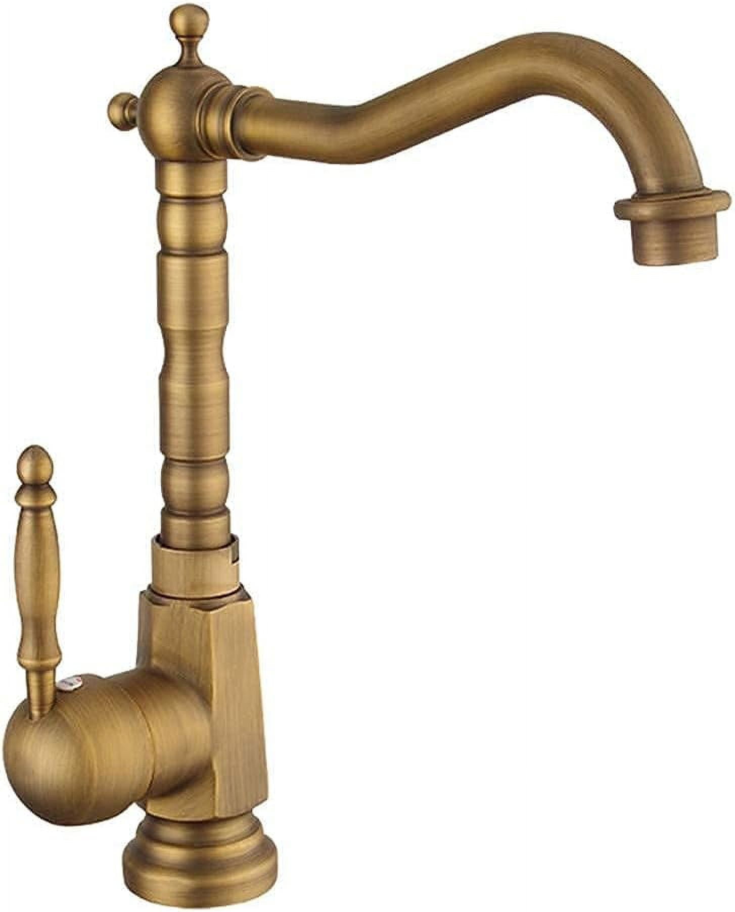 Swivel Antique Kitchen Faucet Gold Copper Single Handle 1 Hole Brushed Kitchen Sink Mixer Sink ...