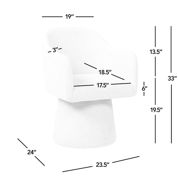 Swivel Arm Chair for Dining | Smooth Rotation in Any Room | Uniform Aesthetic of Chenille | Fits Small Spaces Well