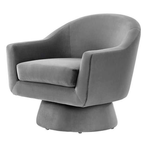 Swivel Armchair Chair, Grey Gray, Velvet, Living Kitchen Cafe Bistro Hospitality Restaurant, Modern Contemporary Boutique HB34750