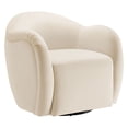 thumbnail image 1 of Swivel Armchair Chair, White, Velvet, Living Room Lounge Cafe Lobby Hospitality Restaurant, Modern Contemporary, HB37312, 1 of 9