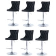 thumbnail image 1 of Swivel Bar Chairs Height Adjustable Upholstered Velvet Bar Stools Chrome base with Tufted Back for Home Pub and Kitchen Island Dining Room(Black,Set of 6), 1 of 8