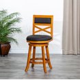 thumbnail image 1 of Swivel Bar Stool, 24" Counter Height Bar Chair with Fabric Seat and X-Back, Upholstered Dining Chair with Metal Footrest for Bar Kitchen Island, Support 330 LBS, Natural+Charcoal, 1 of 7