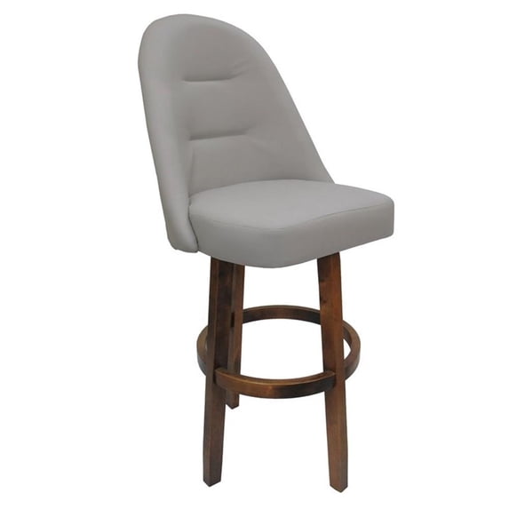 Swivel Bar Stool 30" M-235 Vivian Base - Ocean Beige Vinyl - Dark Moca Wood