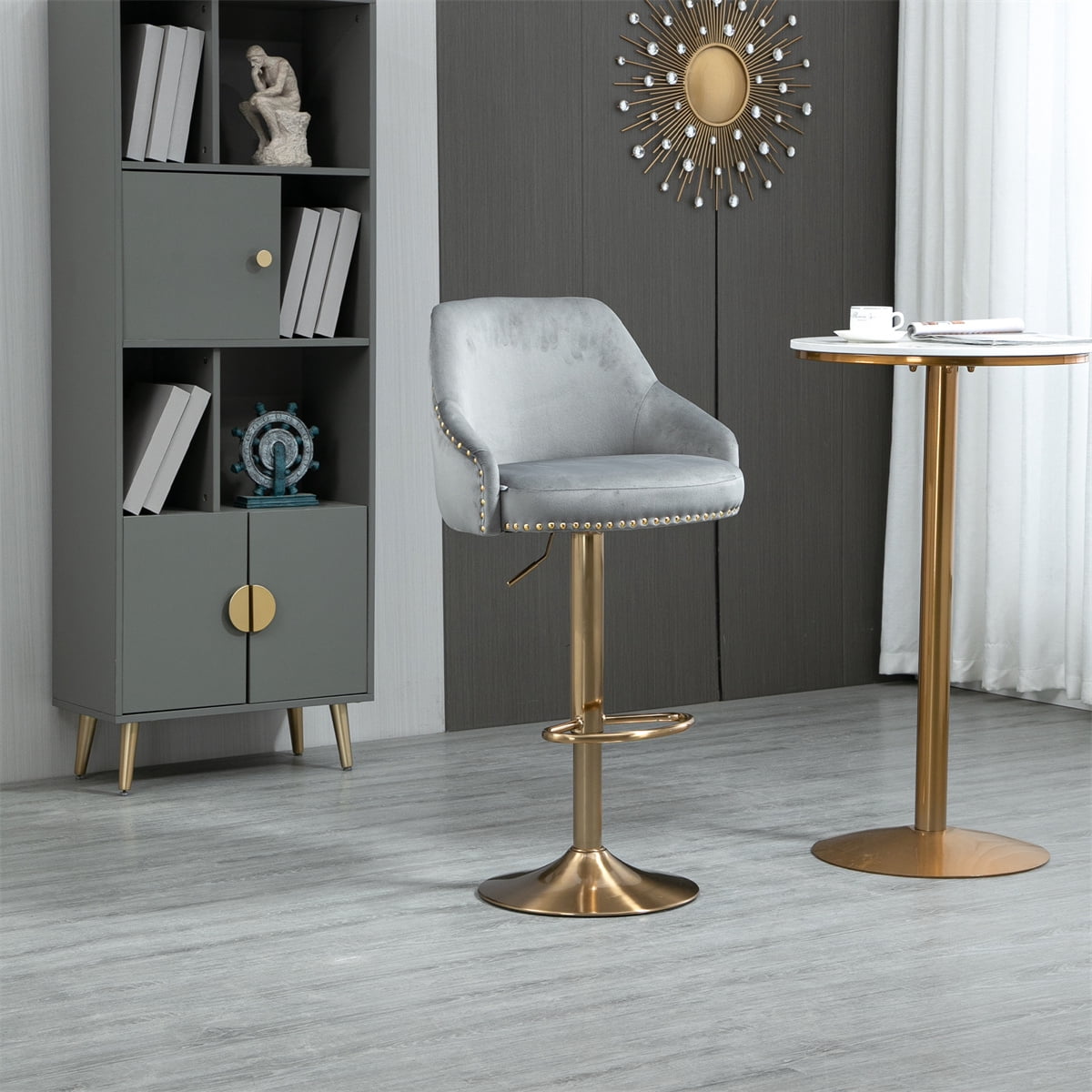 Swivel Bar Stool Accent Chair,Modern Velvet Tufted Upholstered Armchair ...