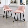 thumbnail image 1 of Swivel Bar Stool with Low Back Set of 2, 26 Inch Counter Bar Height Stool Velvet Upholstered Armless Heavy Duty Bar Chair for Kitchen Island Dining Room, Pink, 1 of 8