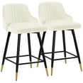 thumbnail image 1 of Swivel Bar Stool with Low Back Set of 2, 26 Inch Counter Bar Height Stool Velvet Upholstered Armless Heavy Duty Bar Chair for Kitchen Island Dining Room, White, 1 of 9