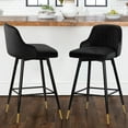 thumbnail image 1 of Swivel Bar Stool with Low Back Set of 2, 29 Inch Counter Bar Height Stool Velvet Upholstered Armless Heavy Duty Bar Chair for Kitchen Island Dining Room, Black, 1 of 9