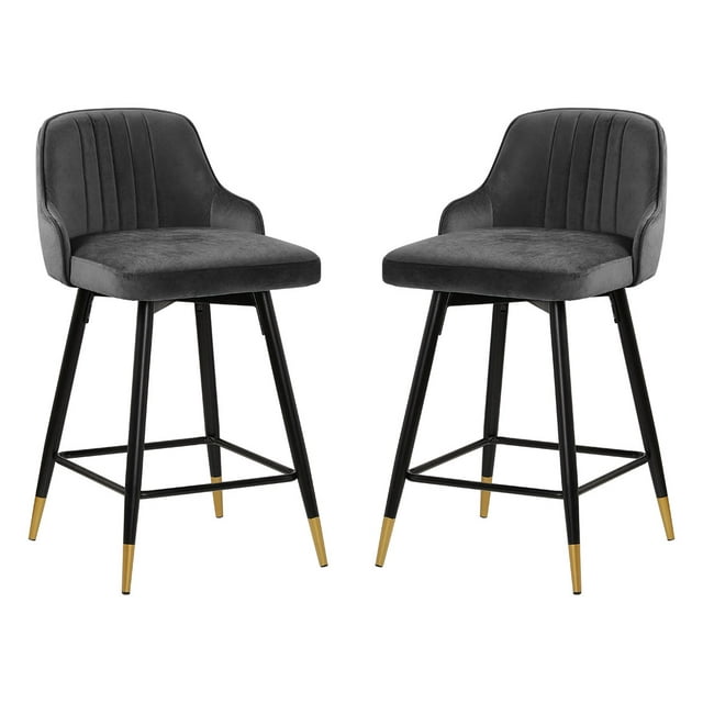 Swivel Bar Stool with Low Back Set of 2, 29 Inch Counter Bar Height