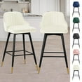 thumbnail image 1 of Swivel Bar Stool with Low Back Set of 2, 29 Inch Counter Bar Height Stool Velvet Upholstered Armless Heavy Duty Bar Chair for Kitchen Island Dining Room, White, 1 of 8