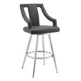 thumbnail image 1 of Swivel Bar Stool with Metal Footrest and Open - Back Design / Comfortable and Breathable Seating, 1 of 4