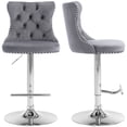 thumbnail image 1 of Swivel Bar Stools of 2, LegaHome Velvet Counter Height Barstools, 25-33 Inch Adjustable Height Bar Stools for Kitchen Counter, Modern Upholstered Kitchen Island Chairs, 300lbs Capacity, Gray, 1 of 10