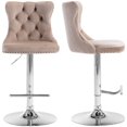 thumbnail image 1 of Swivel Bar Stools of 2, LegaHome Velvet Counter Height Barstools, 25-33 Inch Adjustable Height Bar Stools for Kitchen Counter, Modern Upholstered Kitchen Island Chairs, 300lbs Capacity, Khaki, 1 of 10