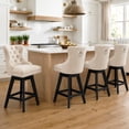 thumbnail image 1 of Swivel Bar Stools With Back Sets of 4, LEGAHOME Farmhouse Beige Bar Stools for 34–38" Kitchen Island, 26" Velvet Upholstered Barstools Counter Stools for Breakfast, 4 PCS, 1 of 10
