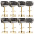 thumbnail image 1 of Swivel Bar Stools, Adjustable Height Bar Stools with Back and Golden Footrest, Upholstered Barstools, Vintage Sturdy Frame Chairs for Kitchen Island, Home Bar(Grey,Set of 8), 1 of 9