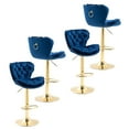 thumbnail image 1 of Swivel Bar Stools, Adjustable Height Bar Stools with Back and Golden Footrest, Upholstered Barstools, Modern Velvet Tufted Chairs for Kitchen Island(Navy,Set of 4), 1 of 9