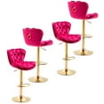 thumbnail image 1 of Swivel Bar Stools, Adjustable Height Bar Stools with Back and Golden Footrest, Upholstered Barstools, Modern Velvet Tufted Chairs for Kitchen Island(Rose Red,Set of 4), 1 of 9