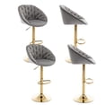 thumbnail image 1 of Swivel Bar Stools, Adjustable Height Bar Stools with Back and Golden Footrest, Upholstered Barstools, Retro Style Polyester Tufted Chairs for Kitchen Island, Bar(Gray,Set of 4), 1 of 9