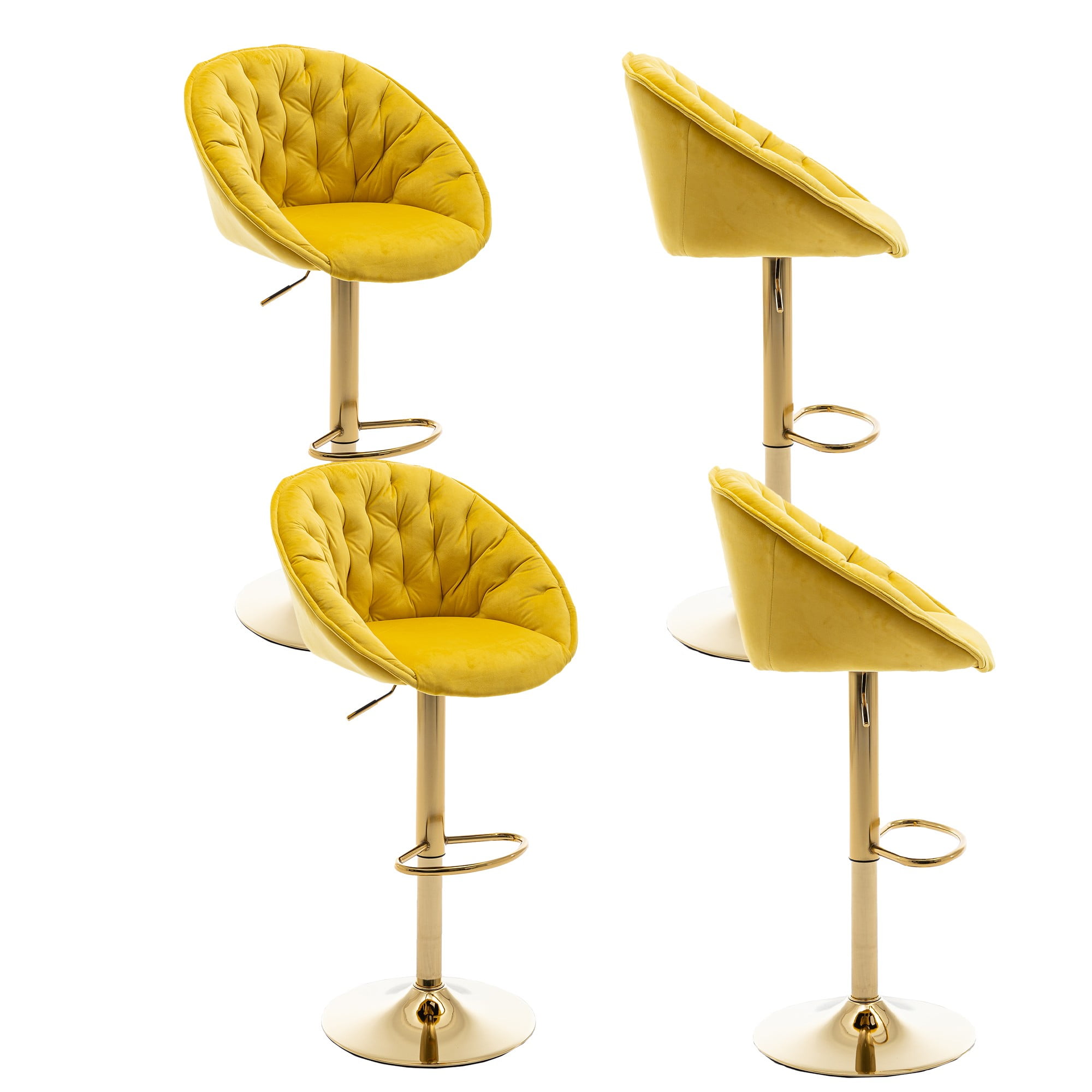 Swivel Bar Stools, Adjustable Height Bar Stools with Back and Golden