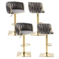 thumbnail image 1 of Swivel Bar Stools, Adjustable Height Bar Stools with Back and Golden Footrest, Upholstered Barstools, Vintage Sturdy Frame Chairs for Kitchen Island, Home Bar(Grey,Set of 4), 1 of 9
