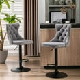 thumbnail image 1 of Swivel Bar Stools | Adjustable Seat Height Bar Chairs | Modern Upholstered Bar Chairs with Tufted Button | Silver Footrest and Nailhead Trim for Bar Counter Kitchen Island, 1 of 18
